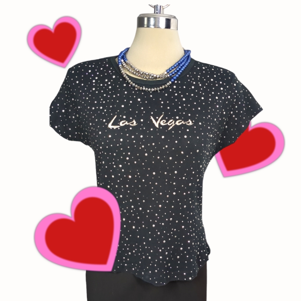 Bay Beauty Black Sparkle Silver top Size M